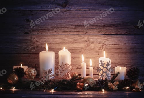 Preview: Christmas Background With Golden Decoration