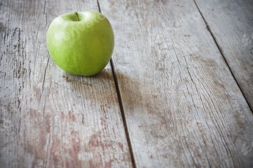 Preview: Green Apple On Wooden Background