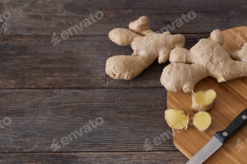 Preview: Ginger On Wooden Background