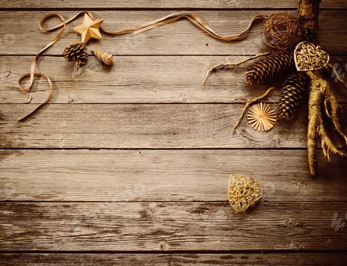 Preview: Christmas Decoration Over Wooden Background
