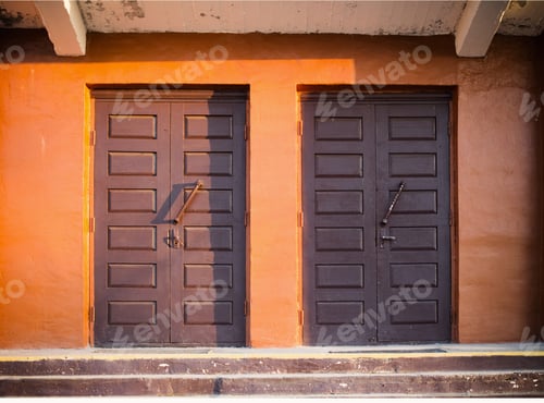 Preview: Wooden Doors In Front Building