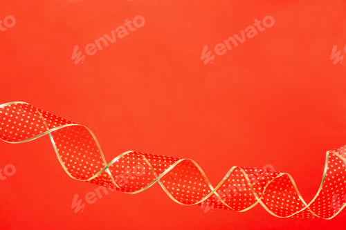 Preview: Red And Golden Ribbon On Red Background