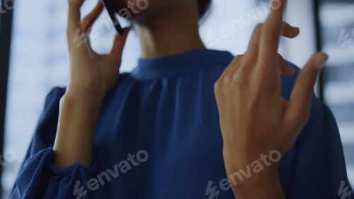 Preview: African American Businesswoman Having Phone Conversation With Client. Closeup Female Professional