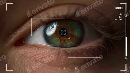 Preview: Macro Eye Recognition System Checking User Retina Taking Shot Verifying. Smart Innovate Future