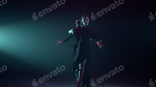 Preview: Full Length Professional Dancers Taking Part In Competition. Beautiful Dance Couple Performing In