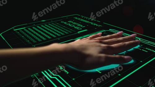 Preview: Personal Hand Identification Successfully Launching Modern Digital Application. Futuristic System