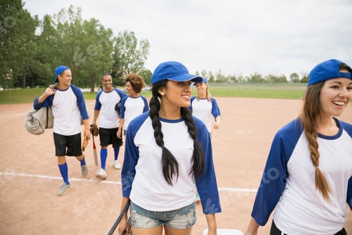 Preview: Baseball Team Walking Together On Field
