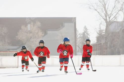 Preview: Ice Hockey Team Skating On Outdoor Rink