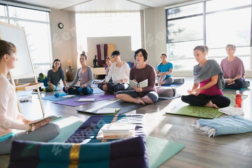 Preview: Women With Journals At Restorative Yoga Retreat