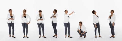 Preview: Sequence Businesswoman With Cell Phone Against White Background