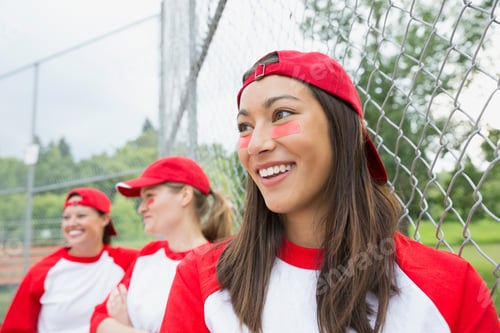 Preview: Baseball Team Smiling By Chain Link Fence