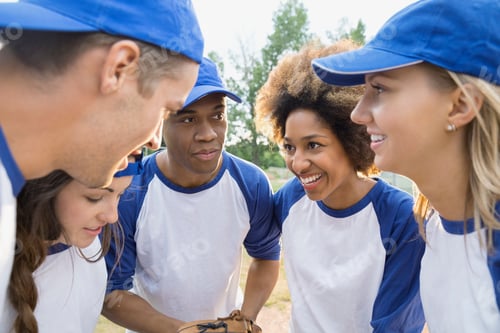 Preview: Baseball Players Talking In Huddle On Field