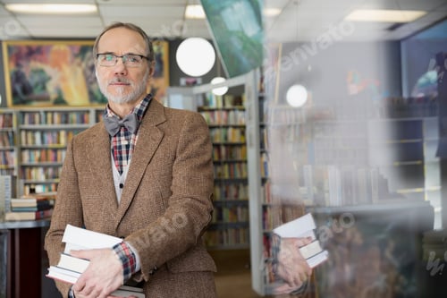 Preview: Portrait Of Man Holding Books In Bookstore