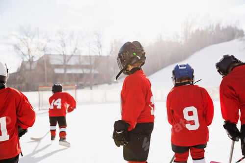 Preview: Hockey Players Standing On Ice Rink
