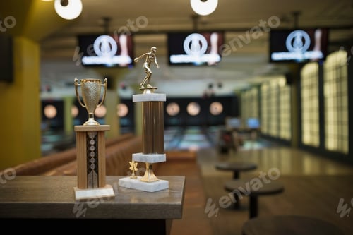 Preview: Trophies On Counter At Bowling Alley