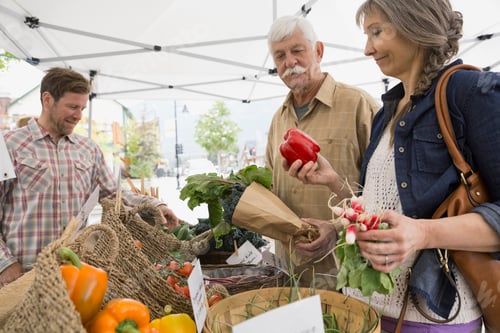 Preview: Older Couple Shopping At Farmers Market