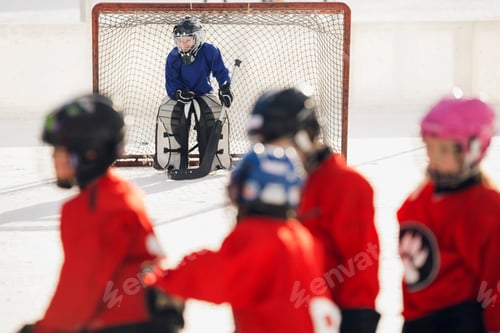 Preview: Goalie Standing At On Ice Hockey Rink
