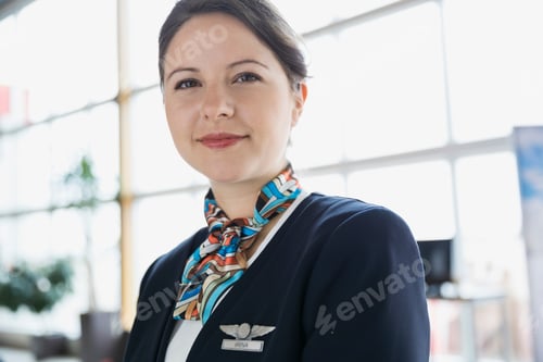 Preview: Portrait Of Confident Flight Attendant In Airport