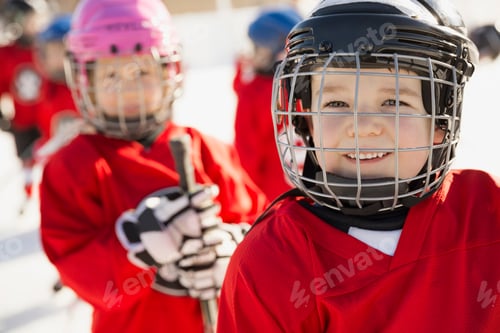 Preview: Portrait Of Cute Boy In Ice Hockey Helmet