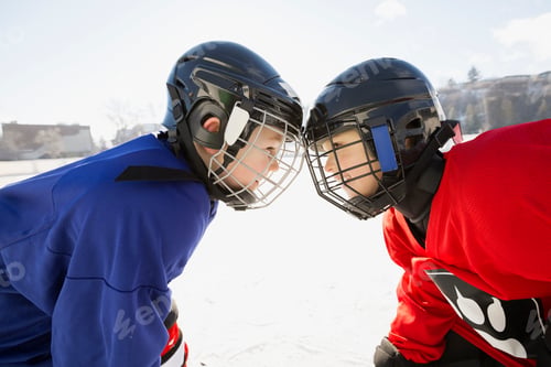 Preview: Ice Hockey Players Facing Off On Rink