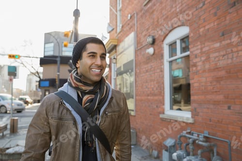 Preview: Happy Man Standing On City Street