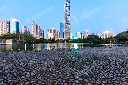 Preview: Shenzhen Modern City Skyline And Lake Scenery At Night,China
