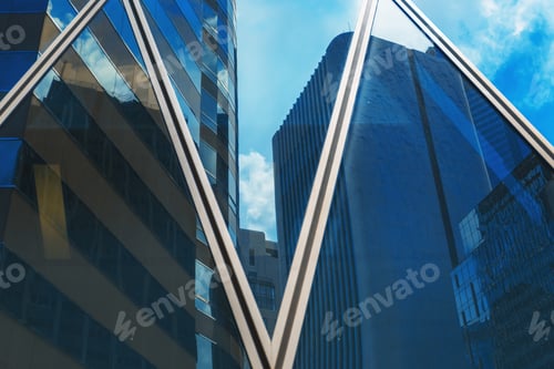 Preview: Bottom Up View Of Modern Office Building In Hong Kong
