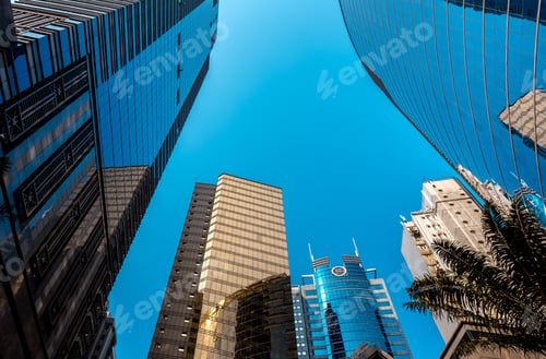 Preview: Bottom Up View Of Modern Office Building In Hong Kong