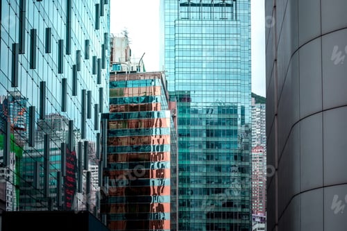 Preview: Office Building Window Close Up In Hong Kong