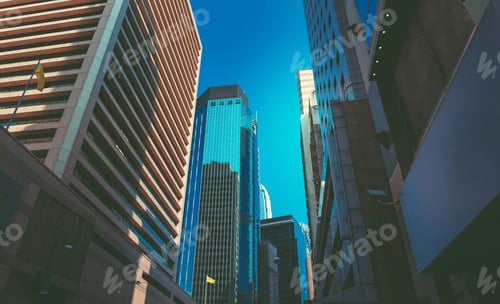 Preview: Bottom Up View Of Modern Office Building In Hong Kong