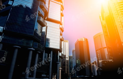 Preview: Modern Office Building Detail, Glass Surface With Sunlight