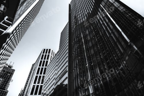 Preview: Hong Kong Commercial Building Close Up; Black And White Style