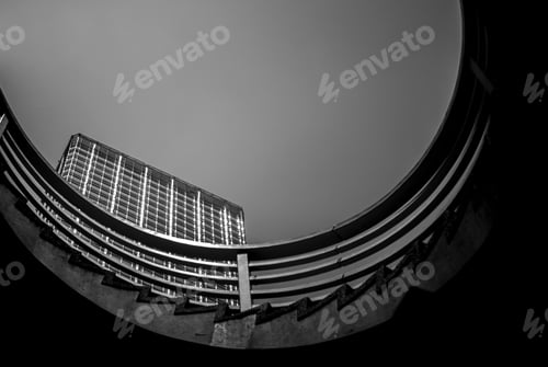 Preview: Modern Office Building Detail, Glass Surface With B&W Color