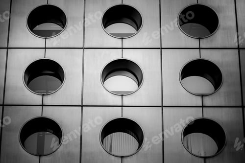 Preview: Windows Of Business Building In Hong Kong With B&W Color