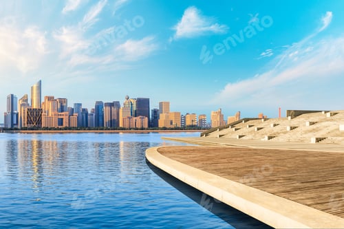 Preview: Hangzhou City Skyline And Empty Wooden Platform