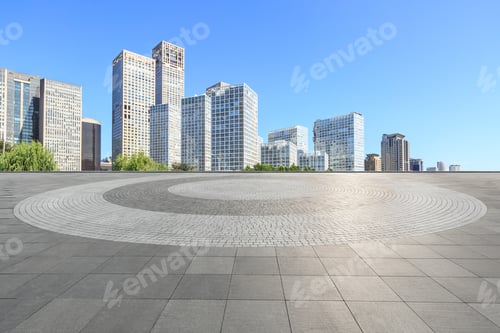 Preview: Empty Square Floor And Modern City Scenery In Beijing,China.
