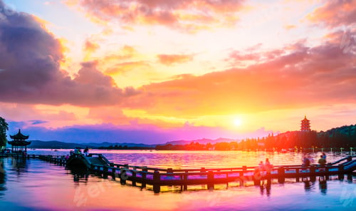Preview: Beautiful Hangzhou West Lake Scenery At Sunset