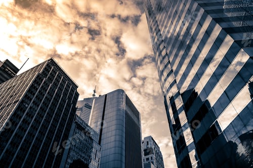 Preview: Office Buildings Stretch Up To The Blue Sky In Hong Kong