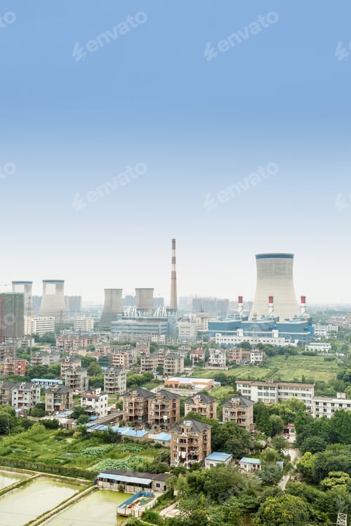 Preview: Power Plants In Residential Areas Aerial View