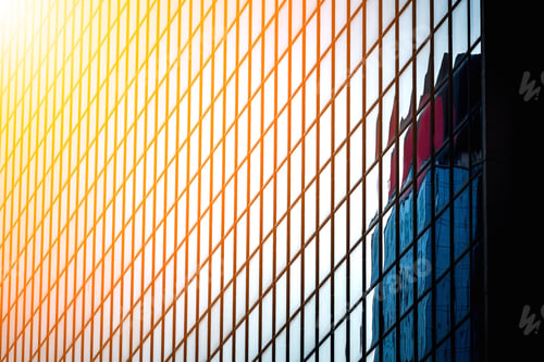 Preview: Office Building Window Close Up With Sunlight