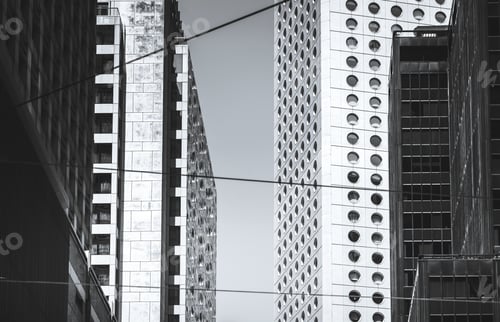 Preview: Hong Kong Commercial Building Close Up; Black And White Style