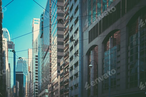 Preview: Bottom Up View Of Modern Office Building In Hong Kong