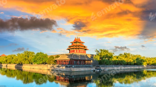 Preview: Watchtower Of Forbidden City At Sunset,Beijing,China