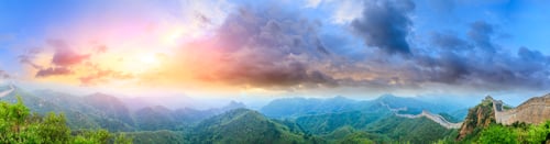 Preview: The Great Wall Of China At Sunrise,Panoramic View