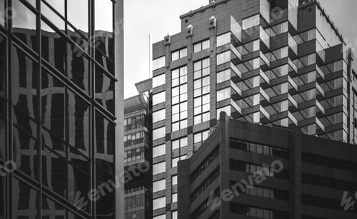 Preview: Hong Kong Commercial Building Close Up With B&W Color