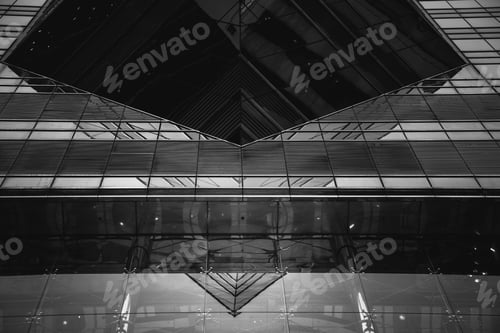 Preview: Modern Office Buildings In Hong Kong, Black And White Color