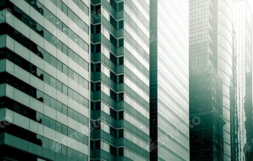 Preview: Bottom Up View Of Modern Office Building In Green Color