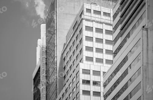 Preview: Hong Kong Commercial Building Close Up; Black And White Style