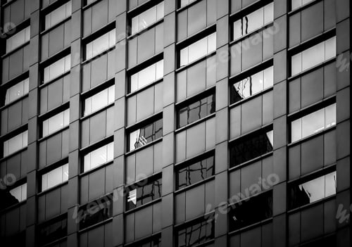 Preview: Windows Of Business Building With B&W Color