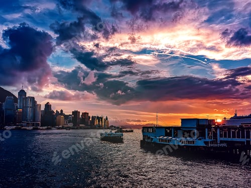 Preview: Hong Kong Harbour View With Sunlight